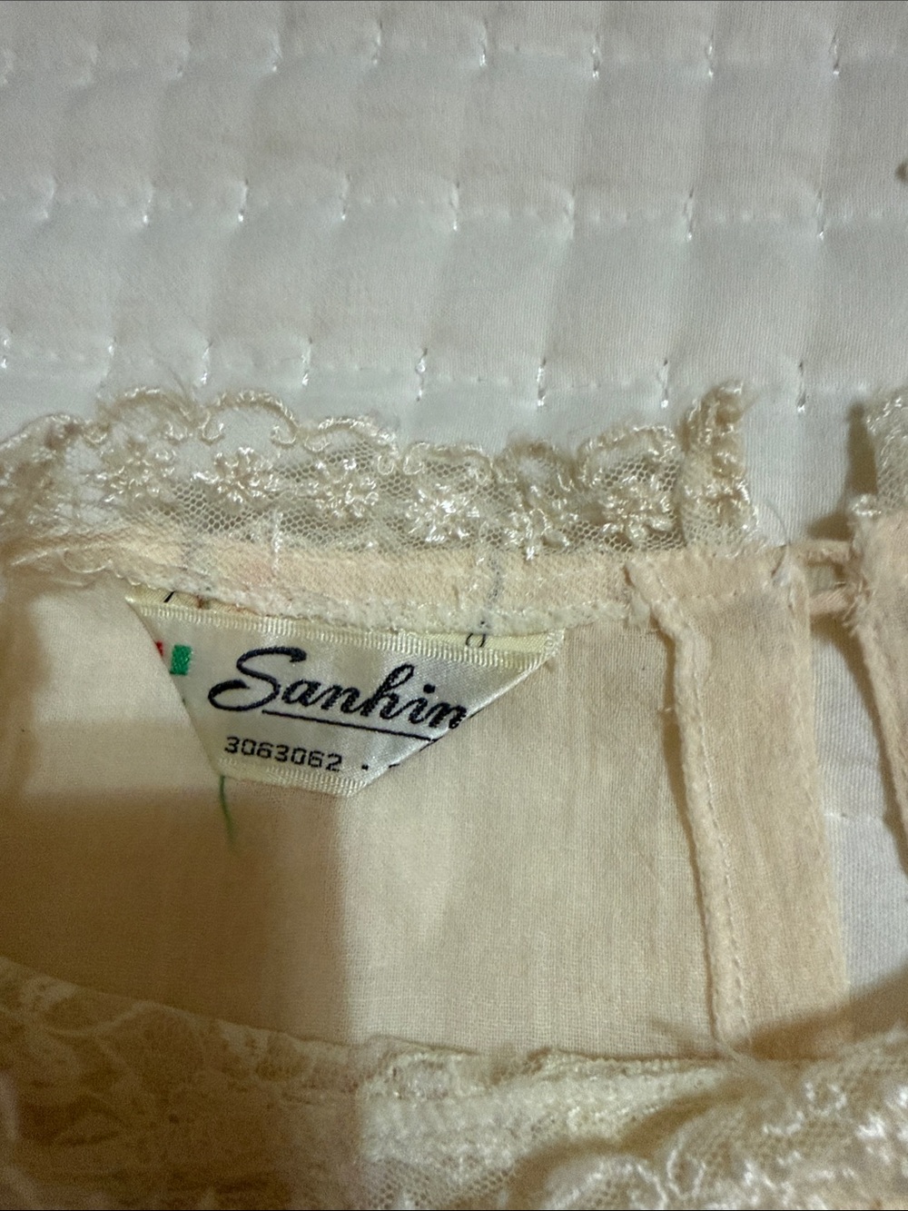 Lace Yoke Textured Blouse in Light Peach - Picture 4 of 9